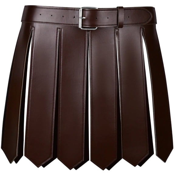 Jiibva Men's Gladiator Costume PU Leather Gladiator Kilt Skirt Punk Style Skirt Belt