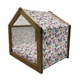 thumbnail image 2 of Butterfly Pet House, Sixties and Seventies Inspired Complex Image with Floral Elements and Butterflies, Outdoor & Indoor Portable Dog Kennel with Pillow and Cover, 5 Sizes, Multicolor, by Ambesonne, 2 of 5