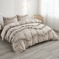 thumbnail image 5 of Move Over Ruffled Duvet Cover Set King Taupe Bedding Sets Three Layered Ruffle Pattern Soft Washed Microfiber No Filling, 5 of 10