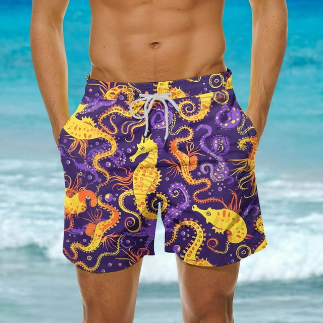 LSLJS Shorts de Plage Amples d'Été pour Hommes avec Poche, Shorts de Plage