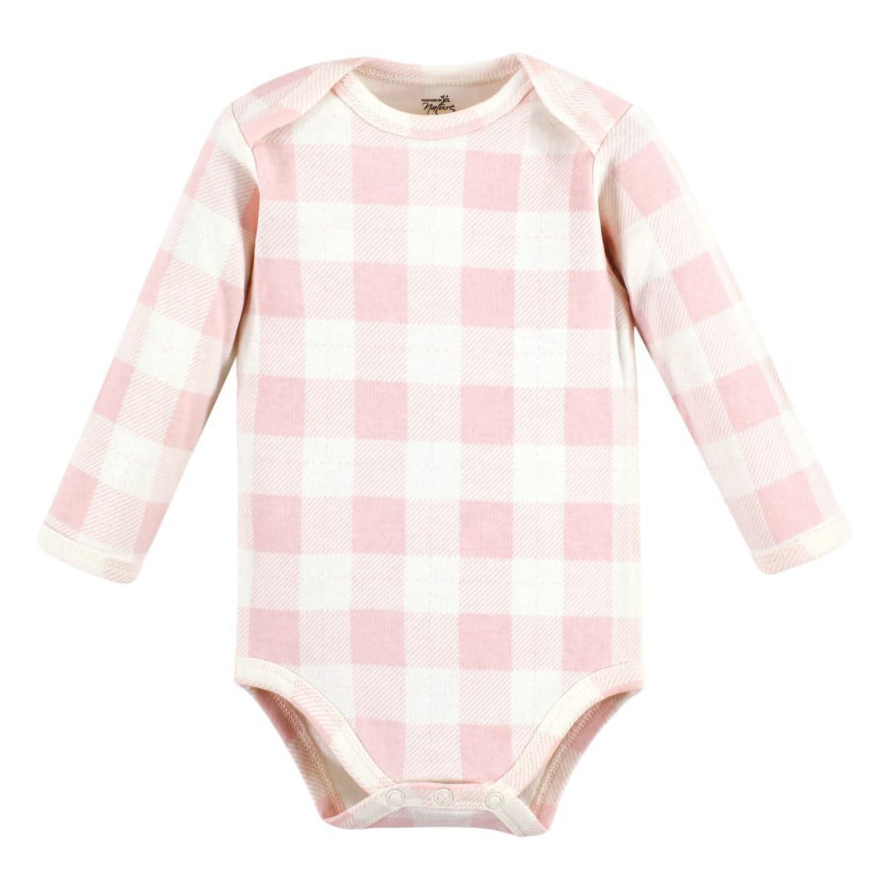 Touched by Nature Infant Girl Organic Cotton Long-Sleeve Bodysuits, Girl Woodland Alphabet 5-Pack, 0-3 Months