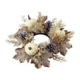 thumbnail image 2 of Vela de Acción de Gracias, Adorno de Anillo, , Vela, Corona, Hojas Artificiales, Corona de Calabaza para Festival, Cafetería, Bar, Otoño, 2 of 8
