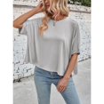 thumbnail image 6 of LEKODE Casual Flowy Top Loose Fit Tunic Vintage Tshirts Loose Dressy Casual Tops Drop Shoulder Tops Dressy Casual Short Sleeve Shirts Loose Tops for Women Gray M, 6 of 9