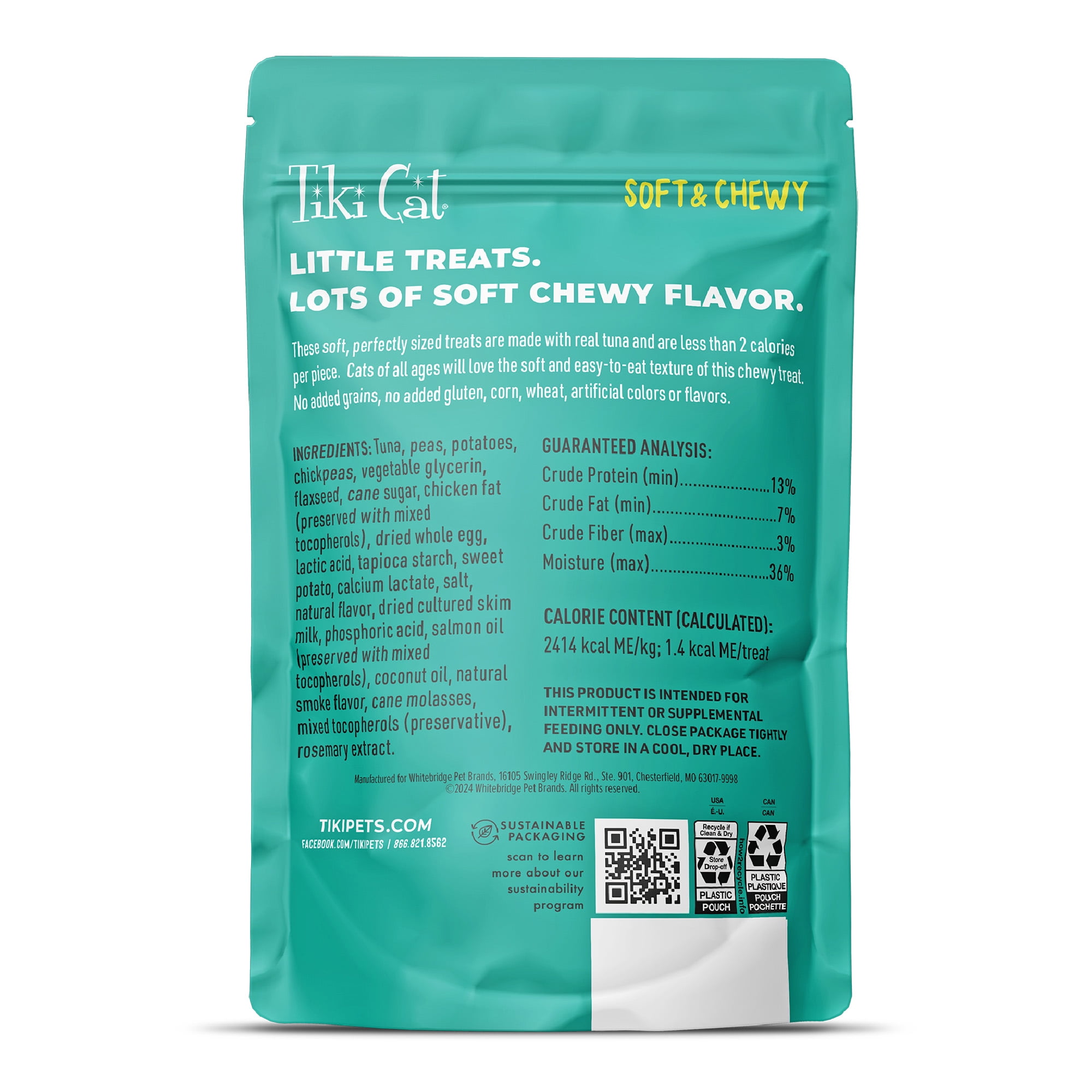 (2 pack) Tiki Cat Soft & Chewy Tuna Flavor Treats, 6 oz. Bag
