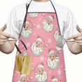 thumbnail image 2 of Pink Christmas Santa Pattern Apron-Garden Aprons for Women with Pockets-Cotton Linen Waterproof Kitchen Cooking Gardening Aprons Adjustable for Kitchen,Cooking,BBQ and Salon 33"x27", 2 of 7
