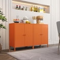 thumbnail image 4 of Small 2 Transparent Door Metal Storage Side Buffet Cabinet for Bed Room,Living Room,Entryway,Hallway,Home,Hotel,Office,Garage,Kitchen,1 Removable Shelf. (Metal Door, Orange), 4 of 13