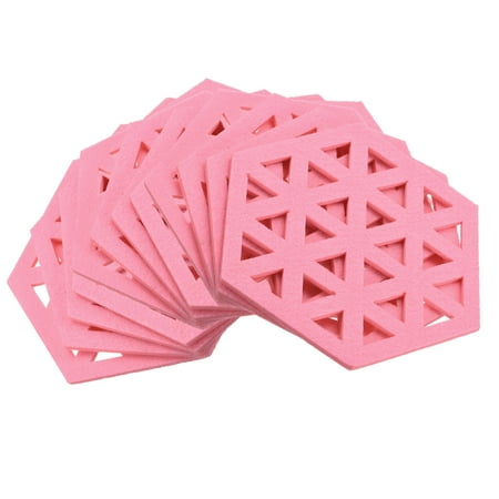 

Uxcell Felt Coasters Hexagonal Pad Coaster for Drink Cup Pot Bowl Vase Pink 12 Pack