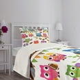 thumbnail image 3 of Ambesonne Owls Quilted Bedspread Set 2 Pcs, Cheerleader League Team, Twin Size, Multicolor, 3 of 5
