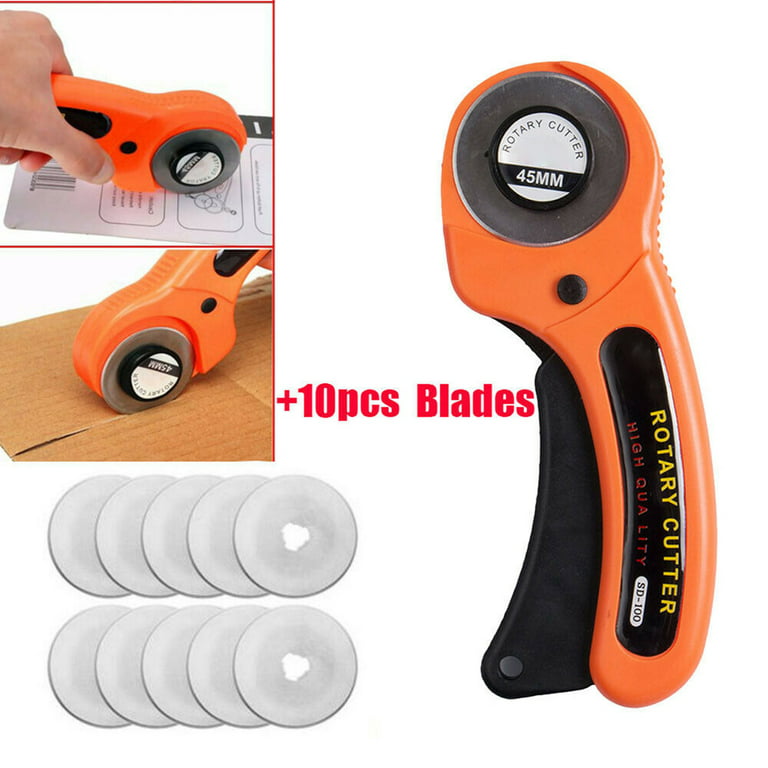 Fancy 45mm Rotary Cutter with 10pcs Replacement Blades, Ergonomic