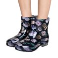 thumbnail image 3 of EKVAHL Women's Waterproof Rubber Rain Boots Non‑Slip Ankle Booties Polka Dot Printed Pull‑On Short Boots for Farming Boating Outdoor Rainy Day Blue, 3 of 6