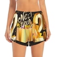 thumbnail image 2 of Gukieu Happy New Year 2025 C Print Women's Sports Shorts with Drawstring Elastic Waistband for Running, Yoga, Fitness-Large, 2 of 7