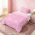 thumbnail image 2 of Erosebridal Bohemian Pink Paisley Twin Comforter Sets, Hippie Elephant Bedding Set, Pink Reversible 2 Pieces, 1 Comforter and 1 Pillowcase, 2 of 6