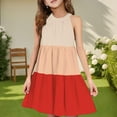 thumbnail image 2 of FAIWAD Girls Summer Dresses Sleeveless Ruffle Tiered Midi Casual Sundress Kids Cute Color Block Beach Party Dress, 2 of 4