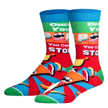 Cool Socks Novelty Crew Dress Sock, Food, Pringles Crisp, Retro Funny Silly Crazy