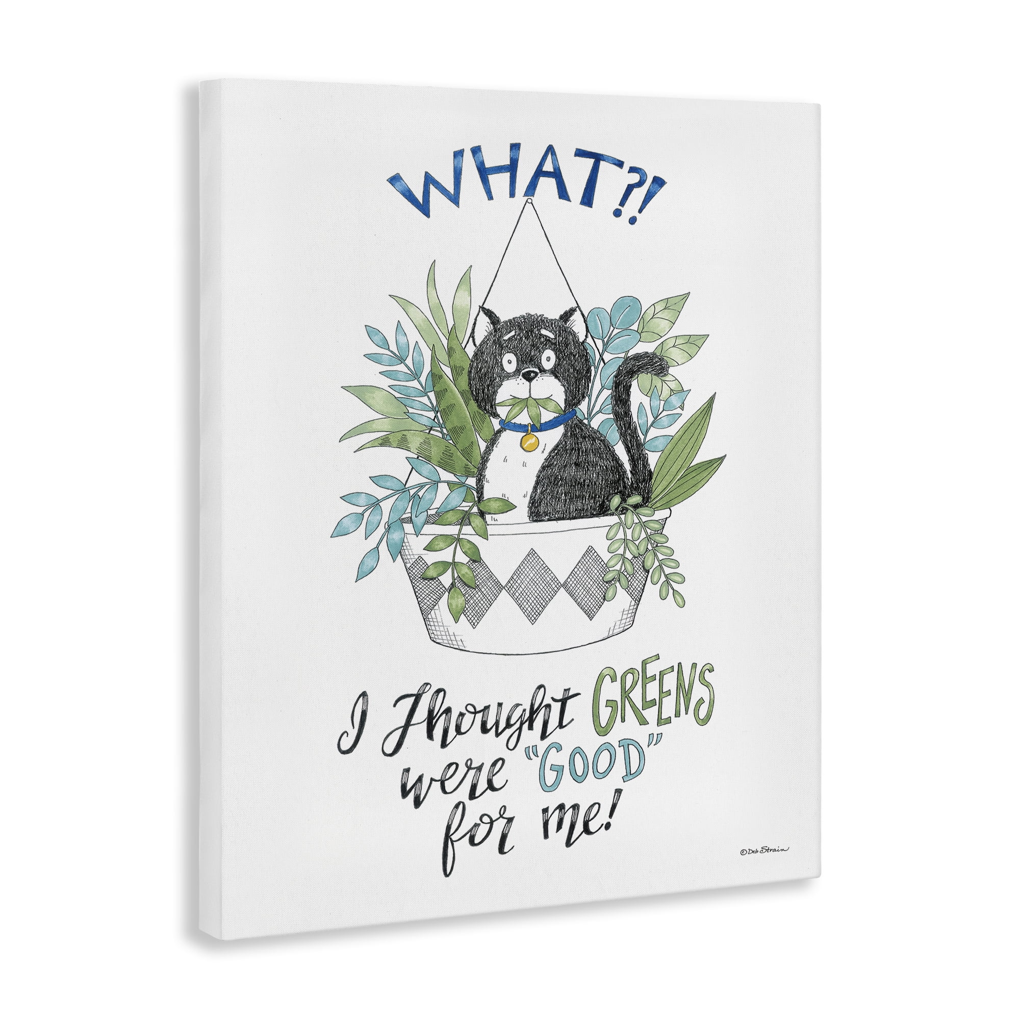 Stupell Industries Funny Cat Eating Plant Animals Painting Wrapped Canvas Art Print Wall Art, 30 x 40