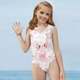 thumbnail image 2 of SEANATIVE Pink Axolotl Kids Swimwear One Piece Floral Leisure Summer Toddler Girl Bathing Suit Lightweight Gymnastics Leotards Dancewear Size 5-6, 2 of 7