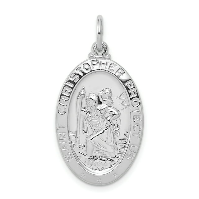 925 Sterling Silver Saint Christopher Medal Necklace Charm Pendant Religious Patron St
