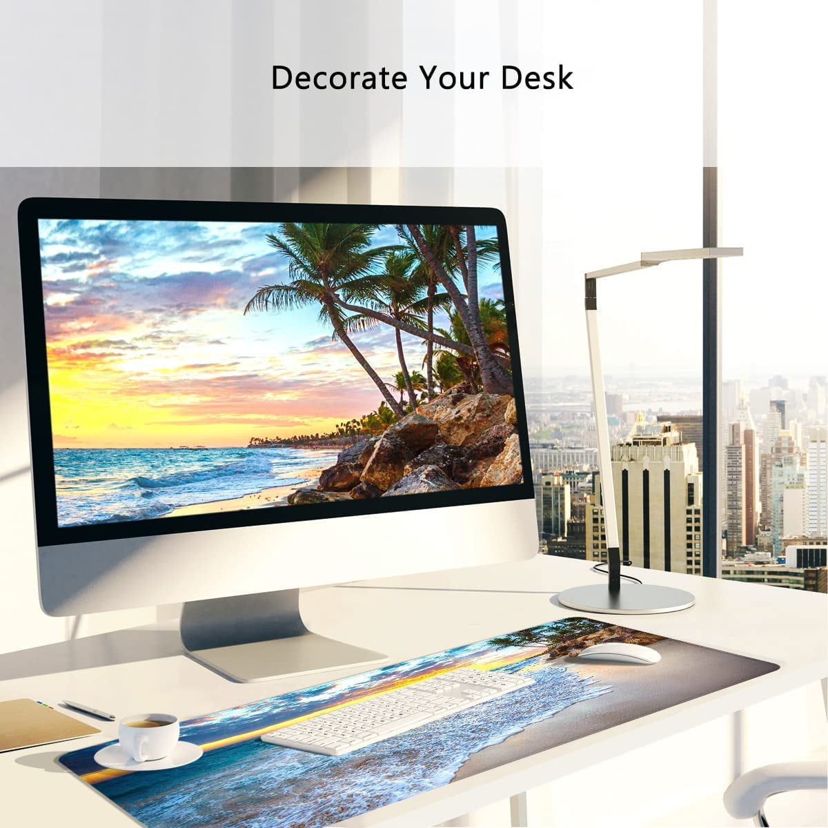 Mouse Pad Large Extended Keyboard Mouse Pad Beach Ocean 35.5x15.8 inch Gaming Mouse Pad, XXL Mouse Pad Mouse Pad for Work and Gaming Oversized Mouse Pad