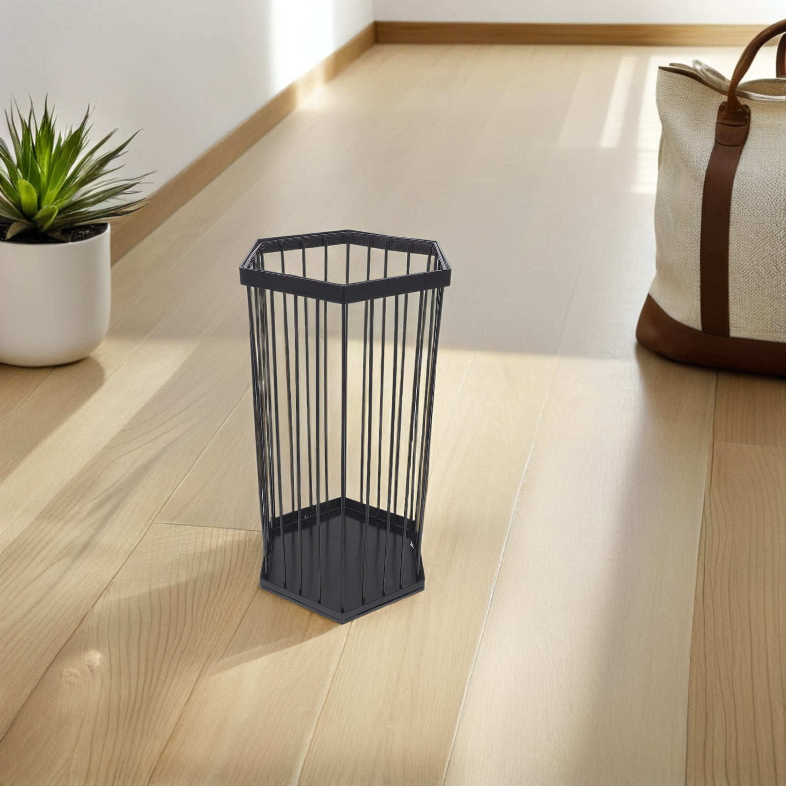 ETHZZLE Black Metal Umbrella Stand Rack for Indoor Entryway with Sturdy Iron Frame and Spacious Storage