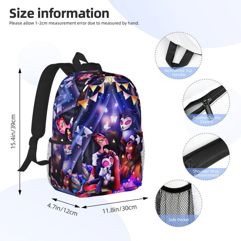 Hazbin Hotel Backpack Bookbag with Adjustable Straps Durable