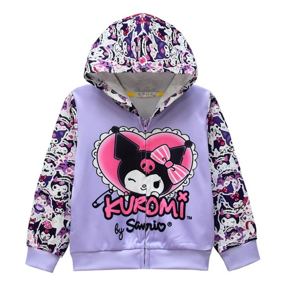 Kuromi & My Melody Girls Hoodie - Zip-Up Cartoon Sweatshirt with Hood - Soft Anime Jacket for Kids Gift