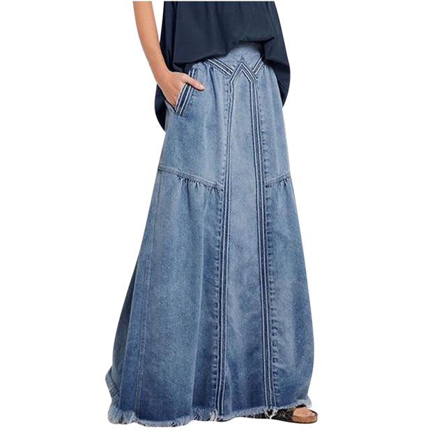 jovati Jupes Grande Taille pour Femmes Mode Jupe Cowboy pour Femmes Confortable Extensible Grande Taille avec Boutons. Cette Jupe en denim Présente un design Taille Haute, un Motif Uni et une Matière Respirante. la Jupe a une silhouette Évasée avec des Détails de Coutures Visibles et des Poches Latérales Fonctionnelles. Convient au Port Décontracté, aux Fêtes Ou au Quotidien en Toutes Saisons. Présentée dans une Finition en denim Bleu Pâle.