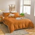 thumbnail image 3 of Move Over Pumpkin Bedding Sets Twin, Pom Poms Pattern, Washed Microfiber, Ultra Soft Rust Duvet Cover Set, No Filling, 3 of 8