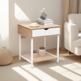 thumbnail image 5 of JJS Modern Wood End Table with Drawer and Storage Shelves in Oak/White, 5 of 5