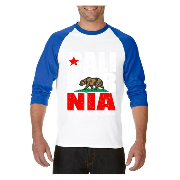 MmF - Mens Raglan Sleeve Baseball T-Shirts, up to Size 3XL - California Cali