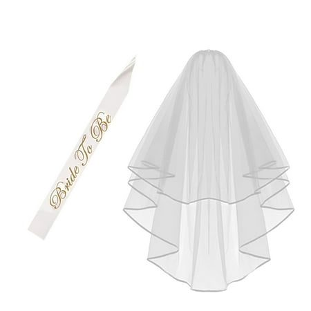 Princess Bride Veil - Pretty See Bride Veil Set Cascade Wedding Veil Set Elegant Bridal Tulle Veils Set with Comb and Bride to Be Satin Sash