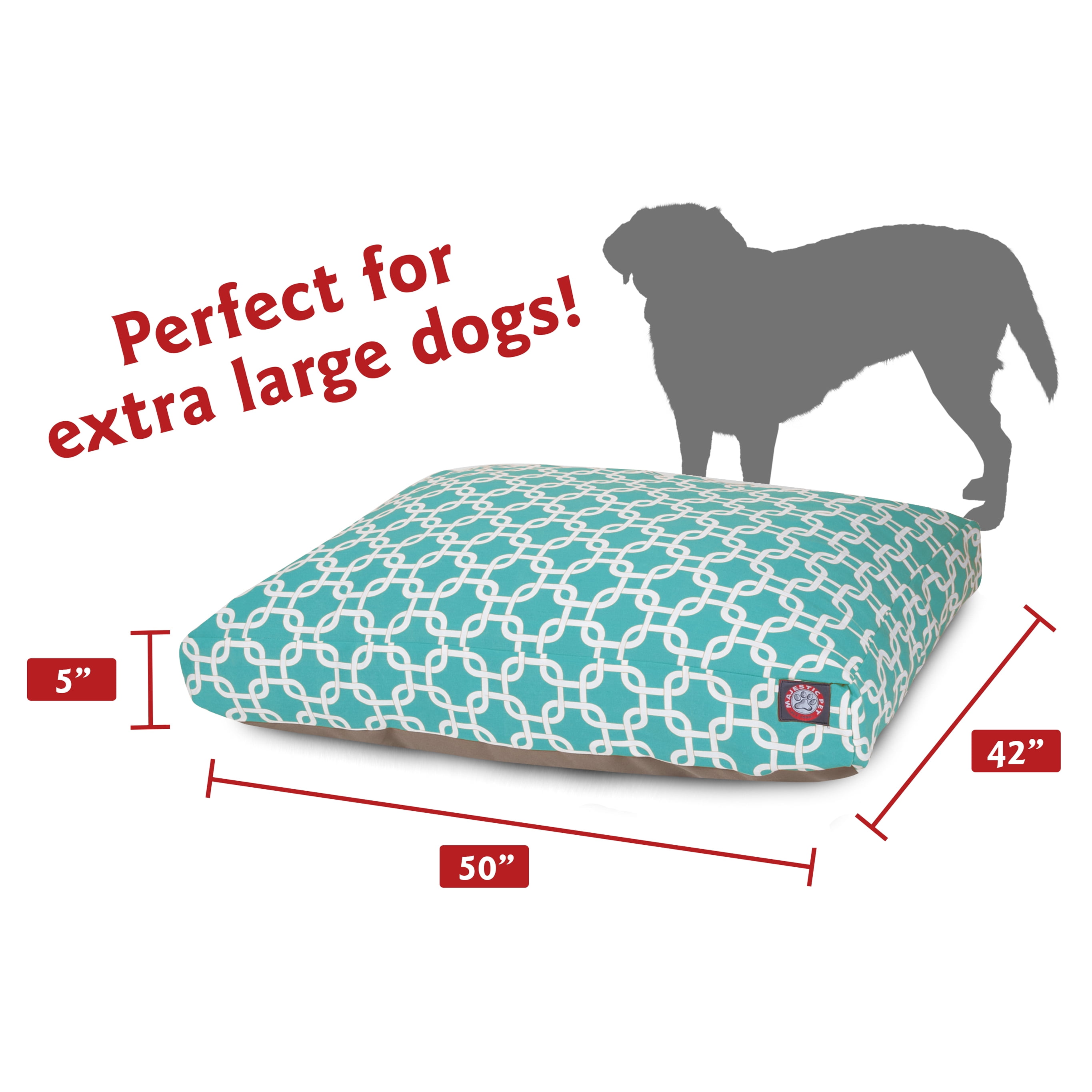 Majestic Pet | Links Rectangle Pet Bed For Dogs, Removable Cover, Teal, Extra Large