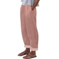 thumbnail image 2 of ClodeEU Women's Linen Blend Drawstring Wide Leg Pants,Casual Loose Pant with Pockets Pink,Womens Plus XL, 2 of 6