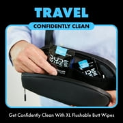 DUDE Wipes Flushable Wipes, XL On-The-Go Wet Wipes, Unscented, 30 Count