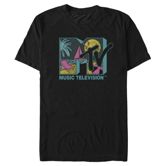 Men's MTV Scene Beach Logo Graphic Tee Black Large