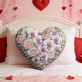 thumbnail image 7 of Heart Shaped Floral Throw Pillows for Valentine’s Day, Romantic Decorative Cushion with Soft Fabric, Cozy Accent for Couch Bed Anniversary Wedding Gift Home Decor, 7 of 7