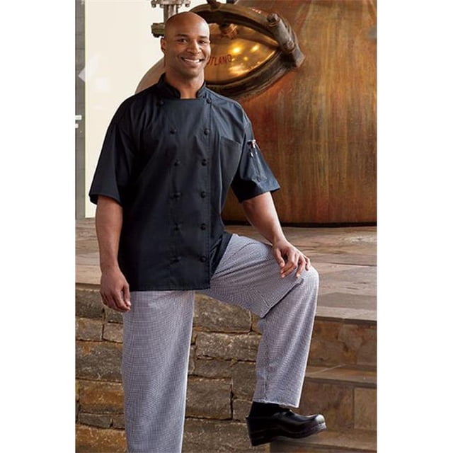 Uncommon Threads 0480-0108 Manteau de Chef Aruba en Noir - 4XLarge
