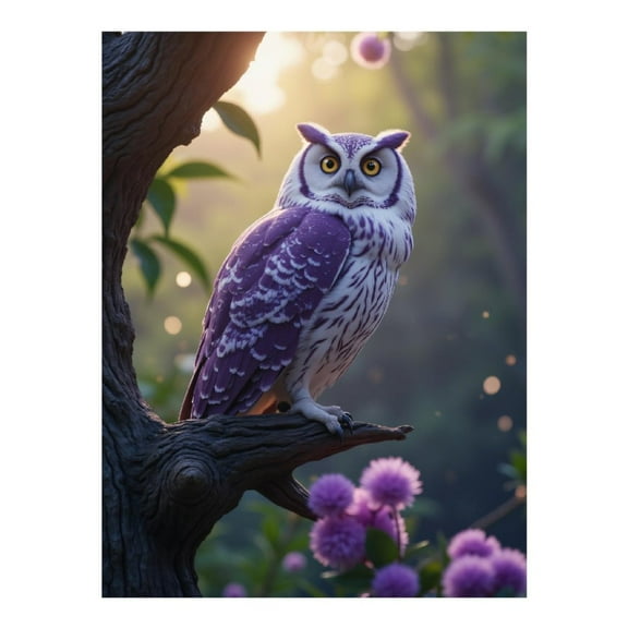Diamond Art Kits for Adults - 5d Purple Owl On Tree Branch Diamond Painting for Adults, Diamond Art for Adults Beginners, Diamond Painting Kits for Adults for Home Wall Decor