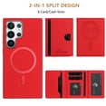 thumbnail image 3 of ELEHOLD Case for Samsung Galaxy S22 Ultra, 2-in-1 Detachable Magnetic Wallet Case with Card Holder, RFID Blocking Shockproof PU Leather Cover with Kickstand,Red, 3 of 5
