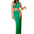 thumbnail image 4 of VISgogo Vestido Largo para Mujer, Hombro Oblicuo Hueco hacia Fuera Color Sólido Vestido de Una Pieza con División Alta VISgogo moda, 4 of 9