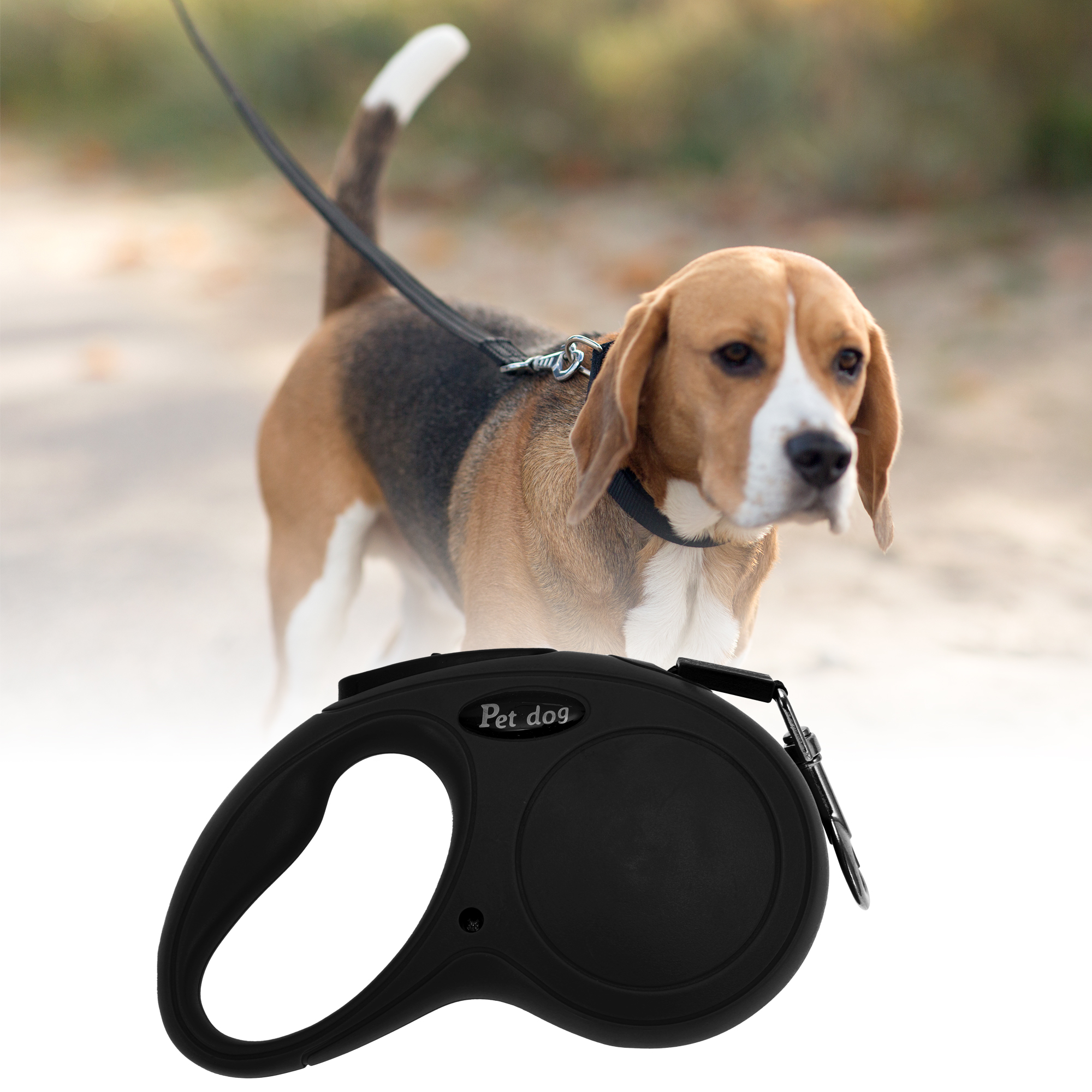 Unique Bargains Retractable Pet Leash Classic Dog Leash Soft Handle Black 196.85"