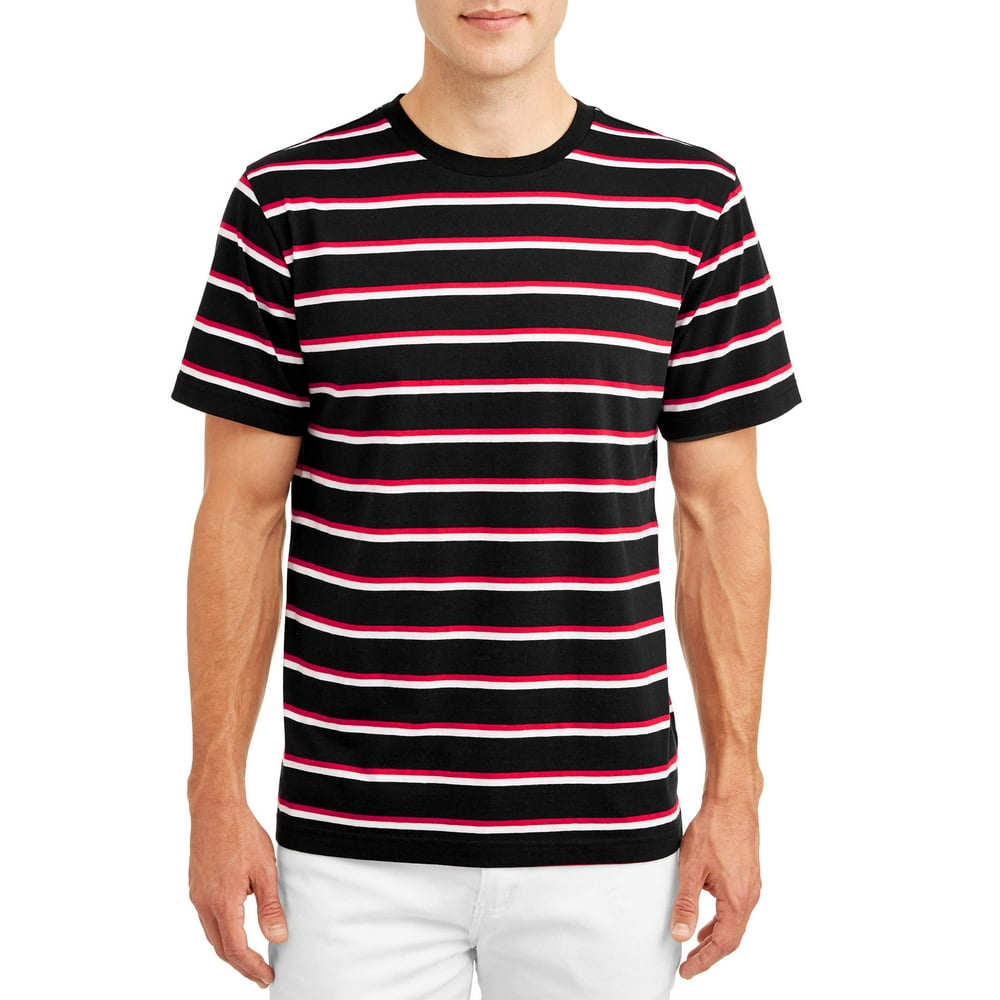 No Boundaries No Boundaries Men's Short Sleeve Stripe Tee, up to size 3xl