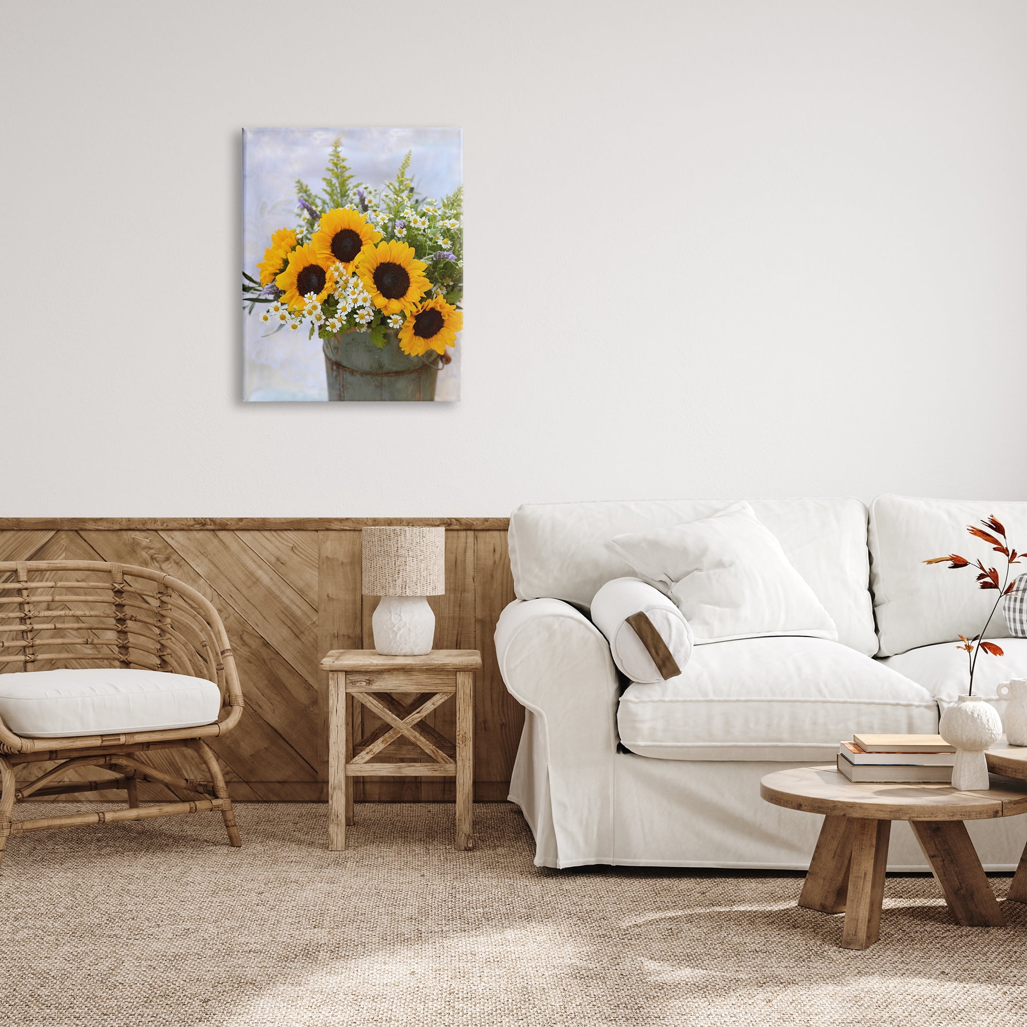 Stupell Industries Sunflower Bouquet in Tin Botanical & Floral Photography Gallery Wrapped Canvas Art Print Wall Art, 24 x 30