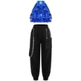 thumbnail image 3 of TiaoBug Kids Hip Hop Jazz Dance Outfits for Girls 2-Piece Sleeveless Sequin Crop Tops with Pants Set Royal Blue 10, 3 of 6