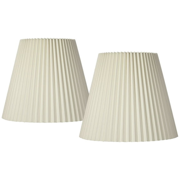 Springcrest Set of 2 Pleated Empire Lamp Shades Ivory Large 10" Top x 17" Bottom x 14.75" High Spider with Harp and Finial Fitting