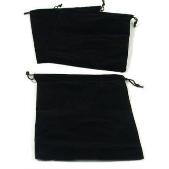 3 Pouches Black Velvet Drawstring Jewelry Bags 5"