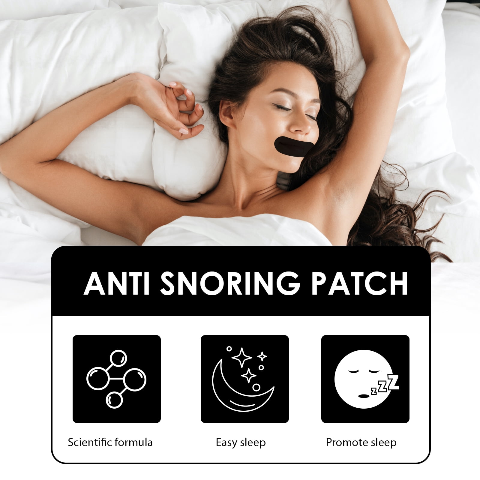 Alvantor Anti Snoring Mouth Tape, Nasal Breathing Strips, Hypoallergenic Sleep Aid, 60 Count