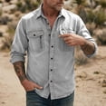 thumbnail image 4 of DeHolifer Men's Denim Shirt Plus Size Solid Color Button Down Long Sleeve Cowboy Work Shirts Gray XL, 4 of 5