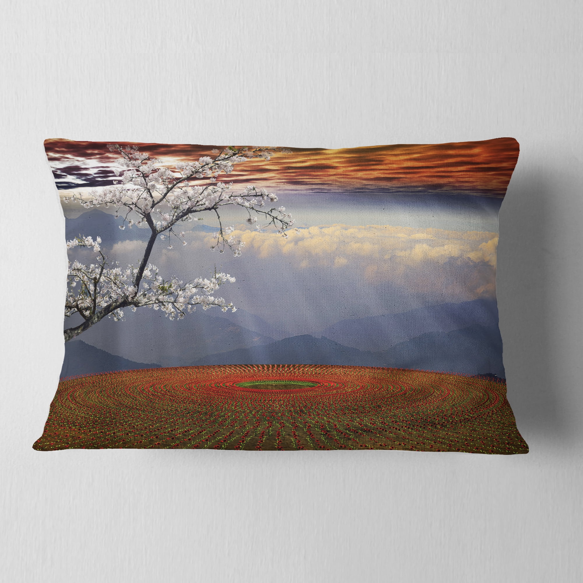 Designart 12" x 20" Red Polyester Throw Pillow