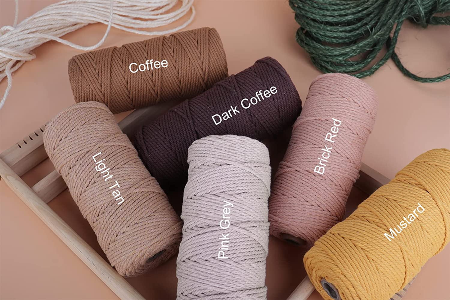Natural Macrame Cord 3mm x 109Yards, Beige Macrame Rope, Cotton Cord for Wall Hanging, Plant Hangers, Christmas Crafts, Knitting