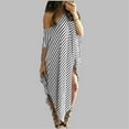 thumbnail image 4 of Robe d'Été Rayé une Épaule Vêtements Robe d'Été Irrégulière Sexy une Robe de Femme, Blanc, XL, 4 of 6